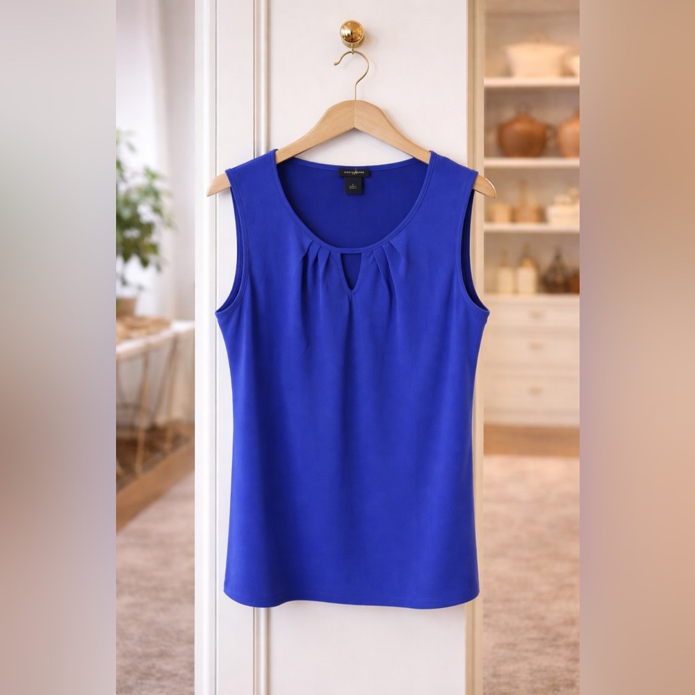 ANN TAYLOR VIBRANT BLUE SLEEVELESS KEYHOLE TOP